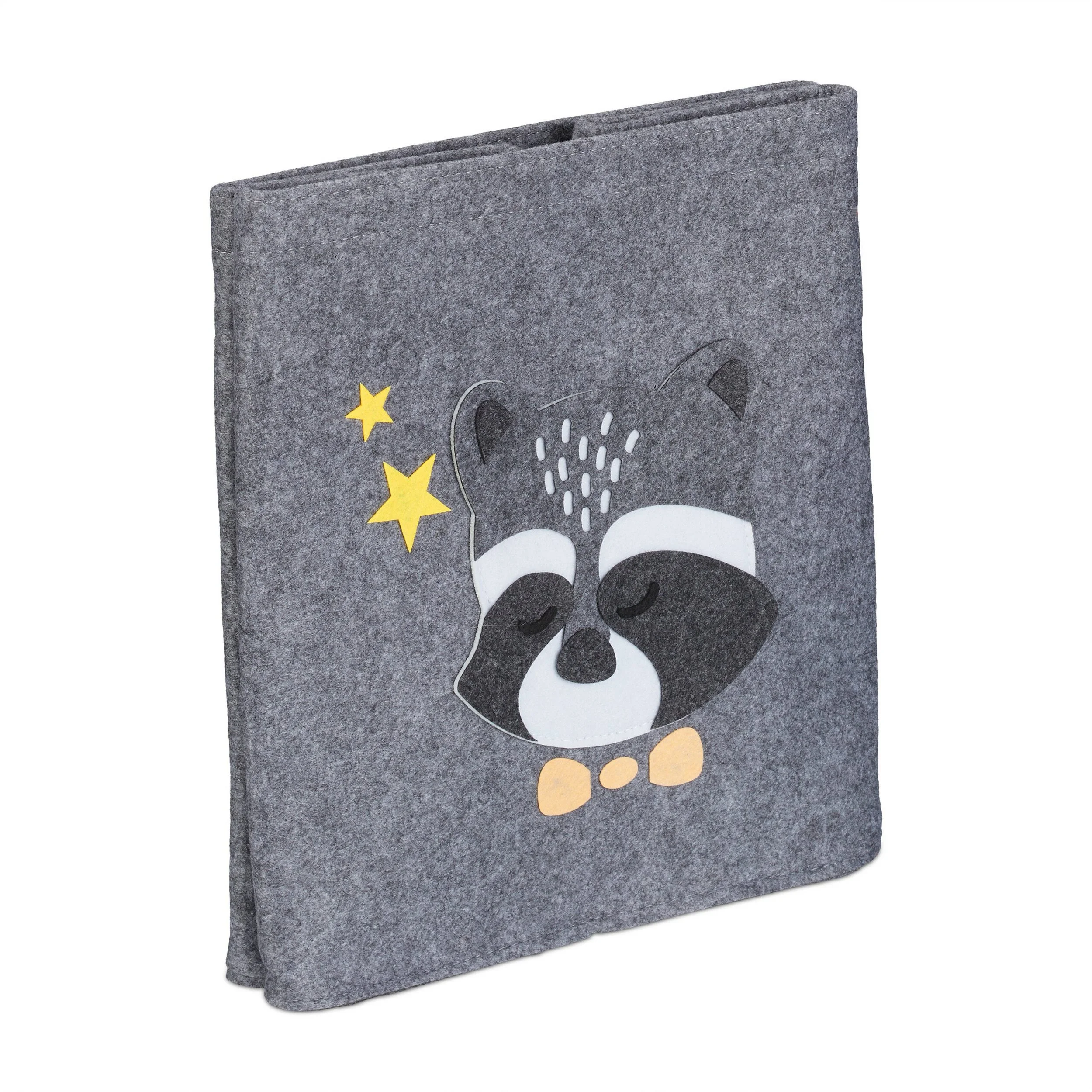 Relaxdays Kinder Aufbewahrungsbox – Waschbär-Design, 33 x 33 x 33 cm